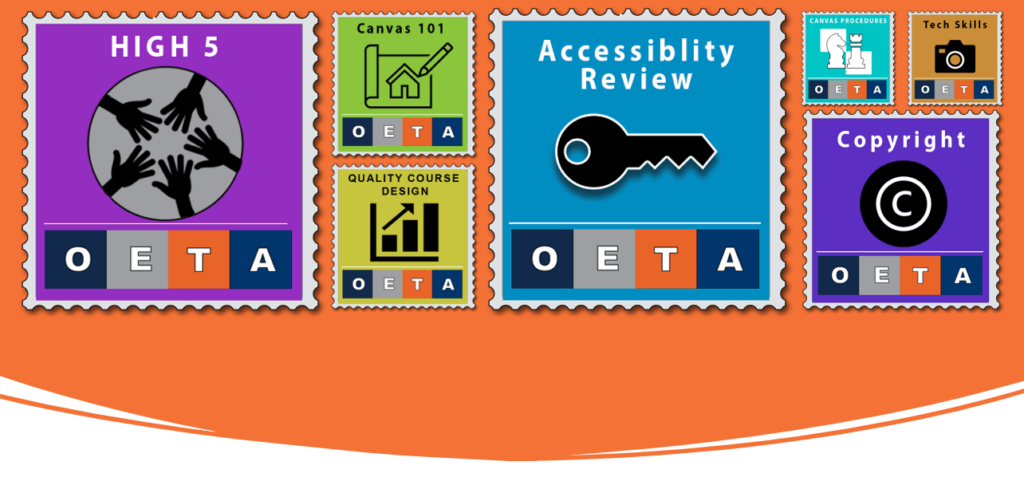 The 7 OETA badges against an orange background. 